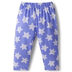 Babyhug Cotton Knit Full Length Star Printed Co-Ord Shirt & Pyjama Night Suit - Blue