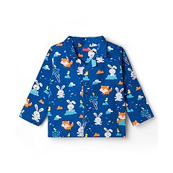 Babyhug Cotton Knit Full Sleeves Shirt & Pyjama Co-ord Night Suit with Animal Print - Navy Blue