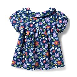Babyhug Cotton Knit Half Sleeves Floral Printed Co-Ord Top & Pyjama Night Suit - Navy Blue
