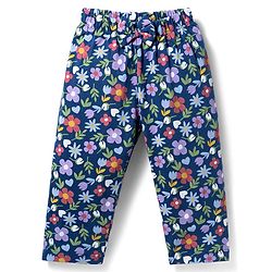 Babyhug Cotton Knit Half Sleeves Floral Printed Co-Ord Top & Pyjama Night Suit - Navy Blue
