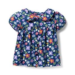 Babyhug Cotton Knit Half Sleeves Floral Printed Co-Ord Top & Pyjama Night Suit - Navy Blue