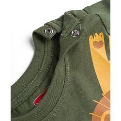 Babyhug Cotton Knit Half Sleeves Shirt & Pyjama Co-ord Night Suit with Animal Print - Green
