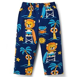 Babyhug Cotton Knit Full Sleeves Shirt & Pyjama Co-ord Night Suit with Beach Theme Print - Navy Blue