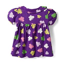 Babyhug Cotton Knit Half Sleeves Butterfly Printed Co-Ords Top & Pyjama Night Suit - Purple
