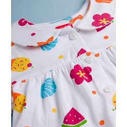 Babyhug Cotton Knit Half Sleeves Top & Shorts Co-ord Night Suit with Fruit Print - White
