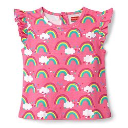 Babyhug Cotton Knit Sleeveless Top & Shorts Co-ord Night Suit with Rainbow Print - Pink