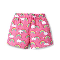 Babyhug Cotton Knit Sleeveless Top & Shorts Co-ord Night Suit with Rainbow Print - Pink