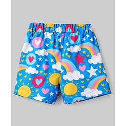 Babyhug Cotton Knit Sleeveless Top & Shorts Co-ord Night Suit with Rainbow Print - Blue