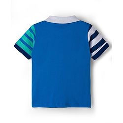 Babyhug 100% Cotton Knit Half Sleeves Cut N Sew Striped Polo T-Shirt - Multicolour