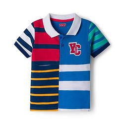 Babyhug 100% Cotton Knit Half Sleeves Cut N Sew Striped Polo T-Shirt - Multicolour