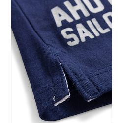 Babyhug Cotton Knit Half Sleeves Cut & Sew Polo T-Shirt with Nautical Theme Print - Navy Blue
