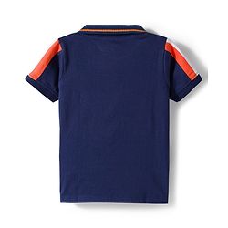 Babyhug Cotton Knit Half Sleeves Cut & Sew Polo T-Shirt with Nautical Theme Print - Navy Blue