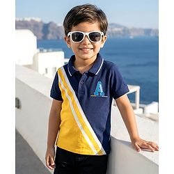 Babyhug 100% Cotton Knit Half Sleeves Cut N Sew Polo T-Shirt With Embroidery - Multicolour