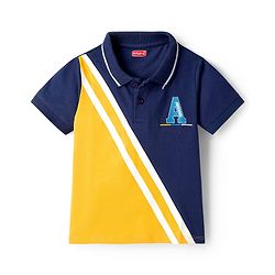 Babyhug 100% Cotton Knit Half Sleeves Cut N Sew Polo T-Shirt With Embroidery - Multicolour