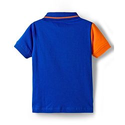Babyhug Cotton Knit Half Sleeves Polo T-Shirt With Athletic Patch - Multicolor
