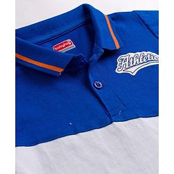 Babyhug Cotton Knit Half Sleeves Polo T-Shirt With Athletic Patch - Multicolor