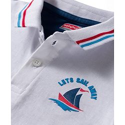 Babyhug Cotton Knit Half Sleeves Cut & Sew Polo T-Shirt with Nautical Theme Print - Multicolor