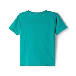 Babyhug Cotton Knit Half Sleeves T-Shirt with Lion Print - Teal Blue