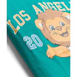 Babyhug Cotton Knit Half Sleeves T-Shirt with Lion Print - Teal Blue