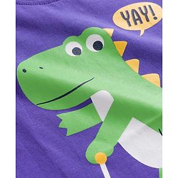 Babyhug Cotton Knit Half Sleeves T-Shirt with Dino Print - Purple