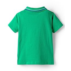 Babyhug Cotton Knit Half Sleeves Polo T-Shirt With Bear Print - Green