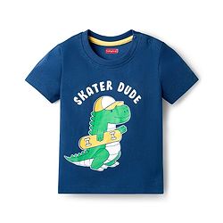 Babyhug 100% Cotton Knit Half Sleeves Dino Printed T-Shirt - Multicolour