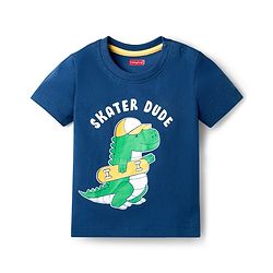Babyhug 100% Cotton Knit Half Sleeves Dino Printed T-Shirt - Multicolour
