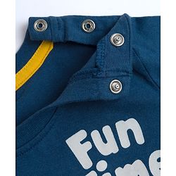 Babyhug Cotton Knit Half Sleeves T-Shirt with Animal Print - Navy Blue