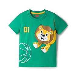 Babyhug 100% Cotton Knit Half Sleeves Lion Printed T-Shirt - Multicolour