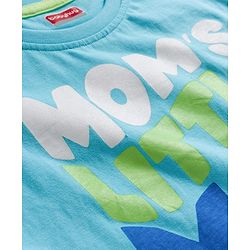 Babyhug Cotton Knit Half Sleeves T-Shirt with Mom's Little Man Print - Light Blue