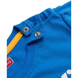 Babyhug 100% Cotton Knit Half Sleeves T-Shirt With Tiger Print - Blue & White