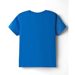 Babyhug 100% Cotton Knit Half Sleeves T-Shirt With Tiger Print - Blue & White