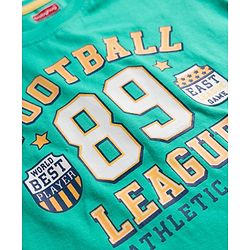 Babyhug 100% Cotton Knit Half Sleeves Sports Theme Printed T-Shirt - Green & White
