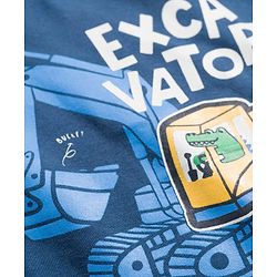 Babyhug 100% Cotton Knit Half Sleeves Construction Vehicles Printed T-Shirt - Blue