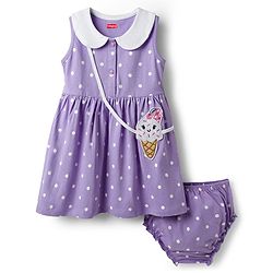 Babyhug Single Jersey Knit Sleeveless Polka Dotted Frock with Bloomer - Purple