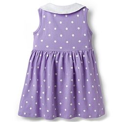 Babyhug Single Jersey Knit Sleeveless Polka Dotted Frock with Bloomer - Purple