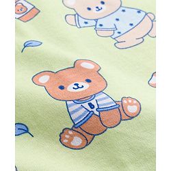 Babyhug Cotton Knit Full Sleeves Bear Printed Sleepsuit - Light Green