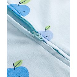 Babyhug 100% Cotton Knit Full Sleeves Footed Sleepsuit with Tropical Theme Print - Light Blue