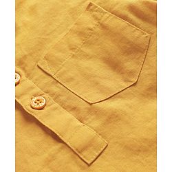 Babyhug Linen Woven Full Sleeves Solid Colour Mandarin Collar Kurta Style Shirt - Golden