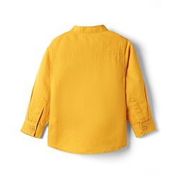 Babyhug Linen Woven Full Sleeves Solid Colour Mandarin Collar Kurta Style Shirt - Golden