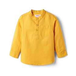 Babyhug Linen Woven Full Sleeves Solid Colour Mandarin Collar Kurta Style Shirt - Golden