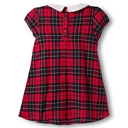 Babyhug Cotton Woven Half Sleeves Checks Frock With Floral Embroidery - Dark Red