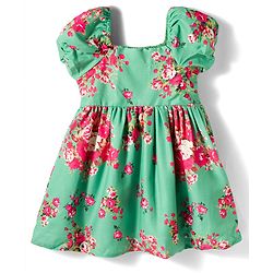 Babyhug Cotton Woven Half Sleeves Frock with Floral Print & Headband - Multicolor