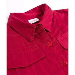 Babyhug Cotton Woven Full Sleeves Solid Color Shirt Dress - Maroon