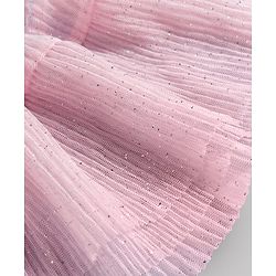 Babyhug Mesh Woven Frill Sleeves Frock - Pink