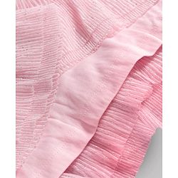 Babyhug Mesh Woven Frill Sleeves Frock - Pink