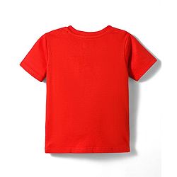 Babyhug 100% Cotton Knit Half Sleeves Text Printed T-Shirt - Red