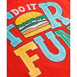 Babyhug 100% Cotton Knit Half Sleeves Text Printed T-Shirt - Red