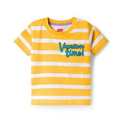 Babyhug 100% Cotton Knit Half Sleeves Beach Theme Printed & Striped T-Shirts Pack Of 3 - Multicolour