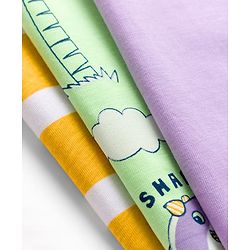 Babyhug 100% Cotton Knit Half Sleeves Beach Theme Printed & Striped T-Shirts Pack Of 3 - Multicolour